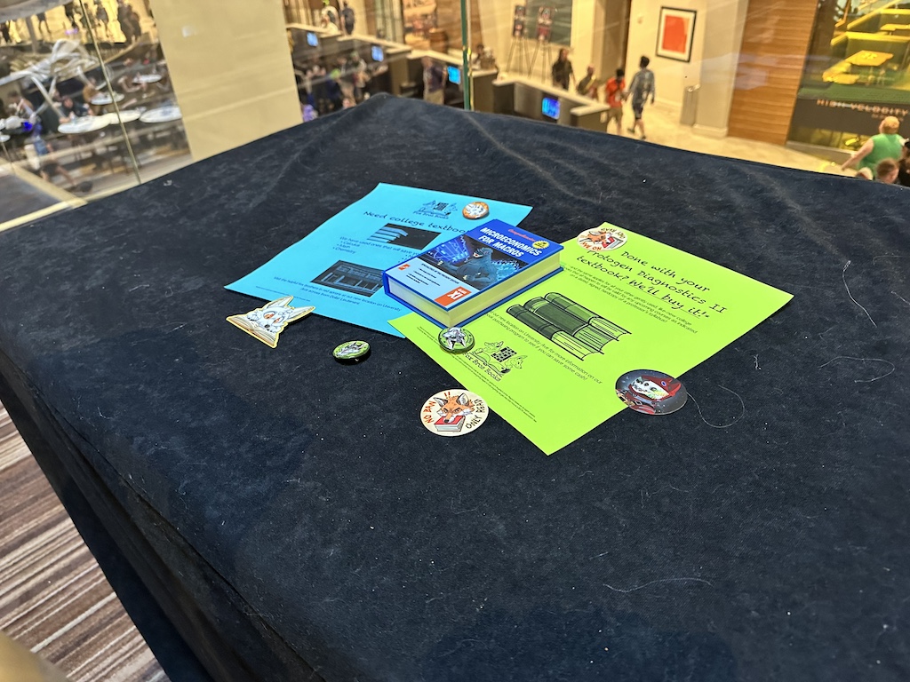 photograph of a book sitting on a table surrounded by trinkets